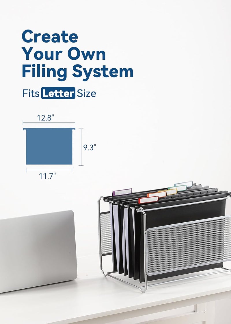 SortRax Plastic Hanging File Folders, Letter Size, 12 Pack Hanging Folders, with Insertable 1/5-Cut Tabs for Filing Cabinets - Black - Image 5
